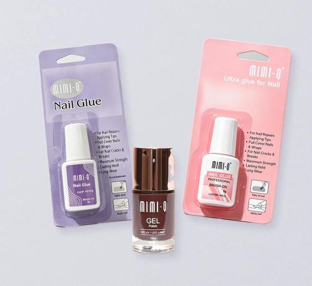 Gel polish, nail glue and brush-on nail glue